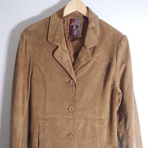 Vintage G-III Latte Brown Suede Leather Jacket Womans